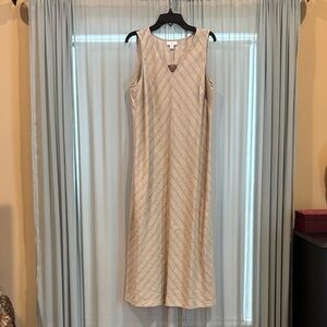 J. Jill Sleeveless Chevron Maxi Dress in Light Blue and tan